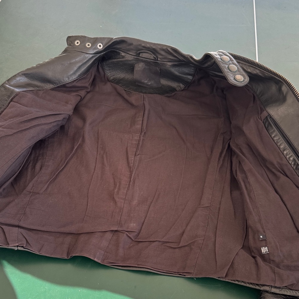 Karl largerfeld Men's Black Leather Jacket M - Picture 5 of 9